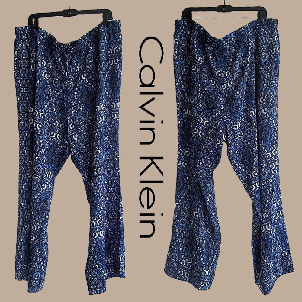 CALVIN KLEIN NEW Bohemian Medallion Drawstring/Elastic Waist Relaxed Pant 2X